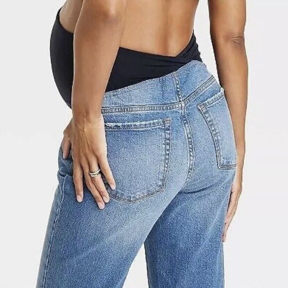 MATERNITY Jeans INGRID & ISABEL Crossover Panel Vintage Straight Capri's size 4 - Picture 3 of 7